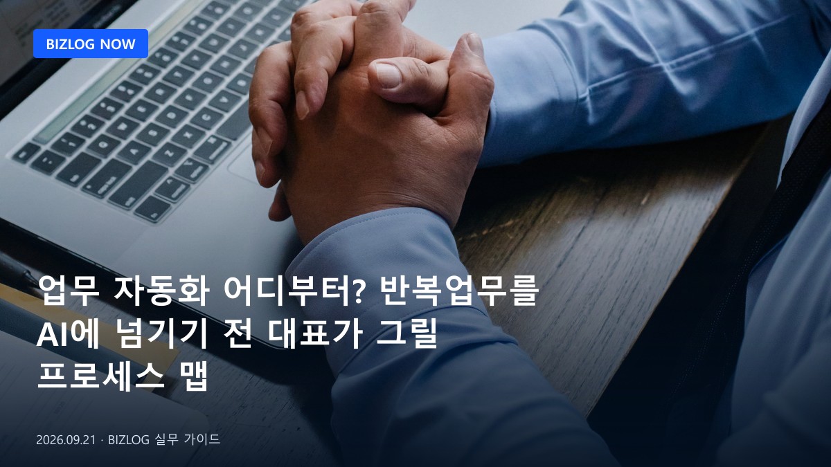 업무 자동화 어디부터? 반복업무를 AI에 넘기기 전 대표가 그릴 프로세스 맵 BIZLOG 뉴스형 대표 이미지
