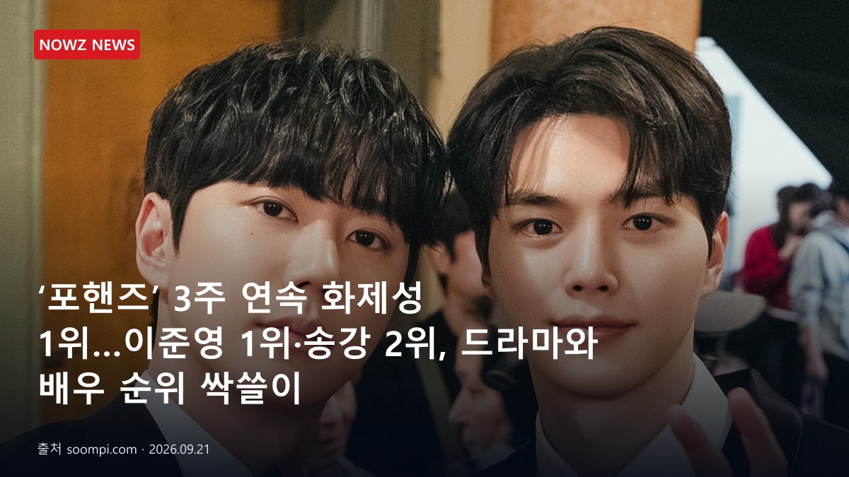 ‘포핸즈’ 3주 연속 화제성 1위…이준영 1위·송강 2위, 드라마와 배우 순위 싹쓸이 뉴스 보도혔 대표 이미지