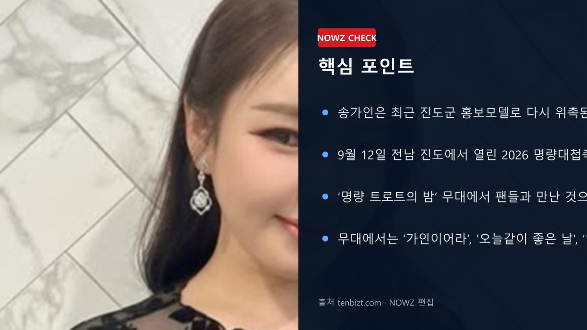 송가인 고향 진도 다시 빛냈다…명량대첩축제 떼창·홍보모델·팬카페 기부까지 핵심 포인트 뉴스 정보 이미지